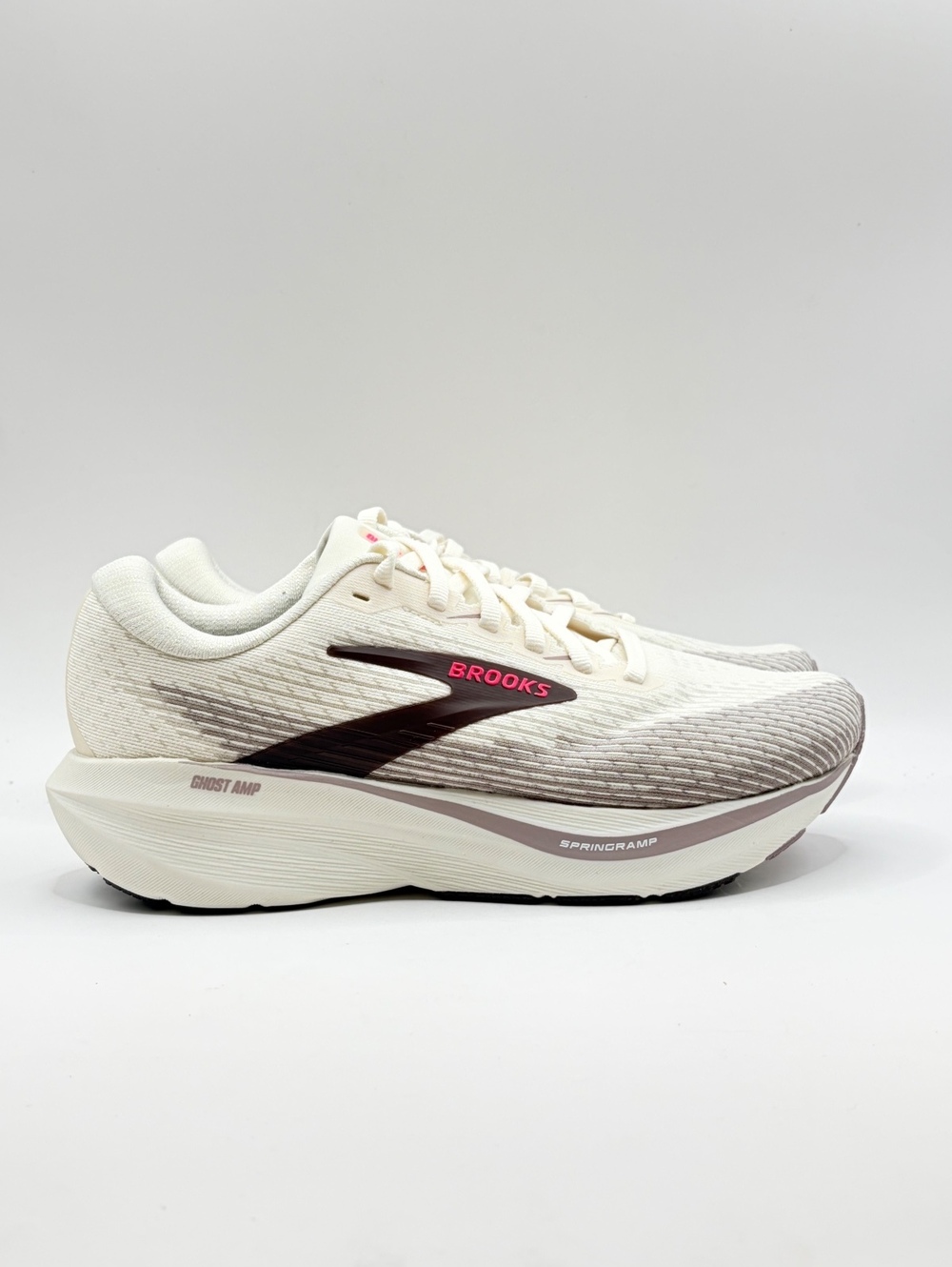 Brooks Ghost AMP Running Shoes Size 6.5 Arctic Wolf/Dove/Pink
